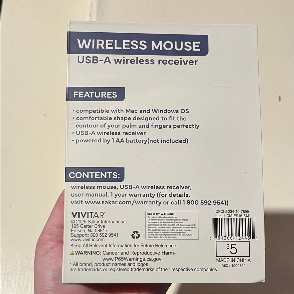 Vivitar Wireless Mouse USB-A Receiver - Picture 2 of 2